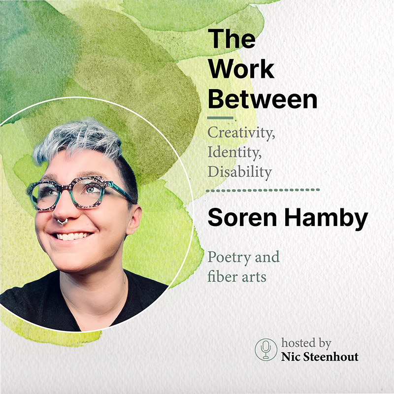 Watercolor cover art for Soren Hamby on poetry and fiber arts